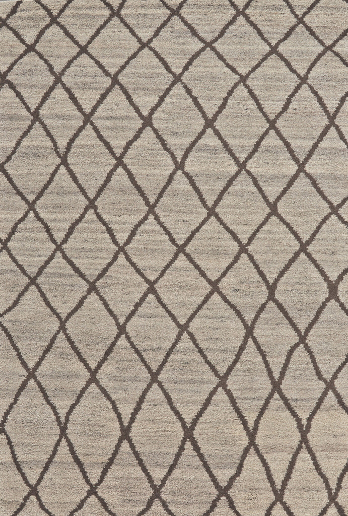 Barbary Modern Diamond Ivory Brown Area Rug (7'9" x 9'9")