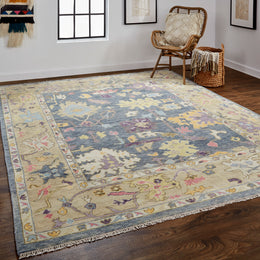 Karina Traditional Persian Gold Blue Purple Area Rug (5'6" x 8'6")