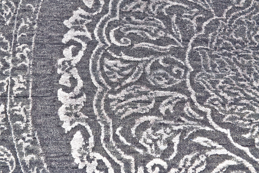 Amalfi Transitional Damask Taupe Silver Area Rug (9'6" x 13'6" / Pattern 2)