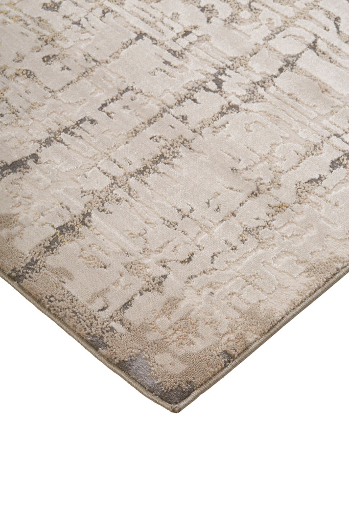 Waldor Modern Abstract Ivory Gray Area Rug (2'10" x 7'10")