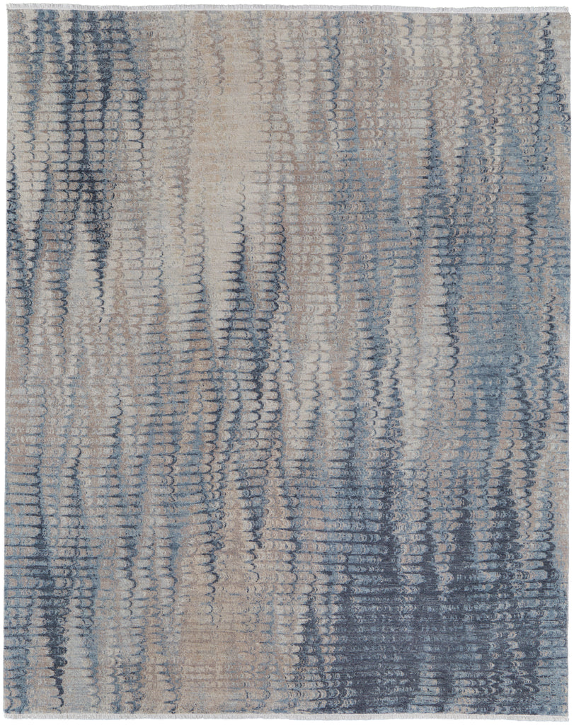 Riplee Modern Abstract Blue Gray Taupe Area Rug (7'9" x 9'9")