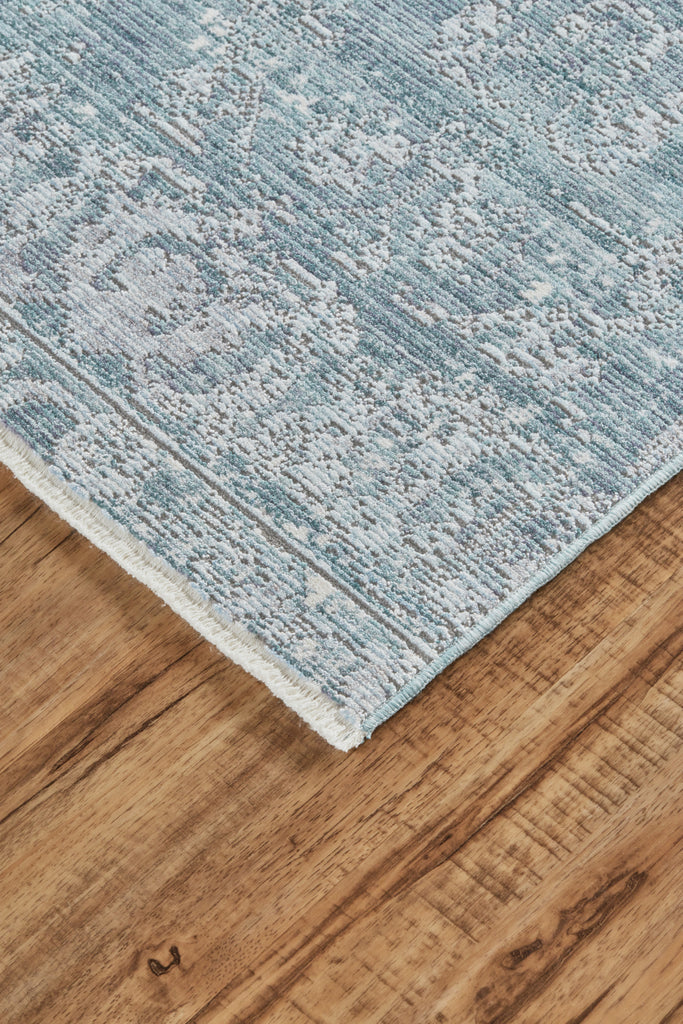 Cecily Transitional Distressed Blue Gray Silver Area Rug (2'3" x 8' / Pattern 2)