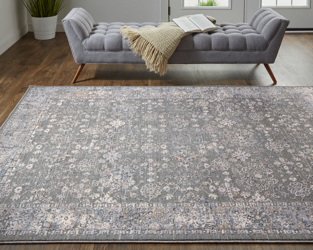 Thackery Transitional Oriental Taupe Gray Orange Area Rug (2'7" x 7'10")