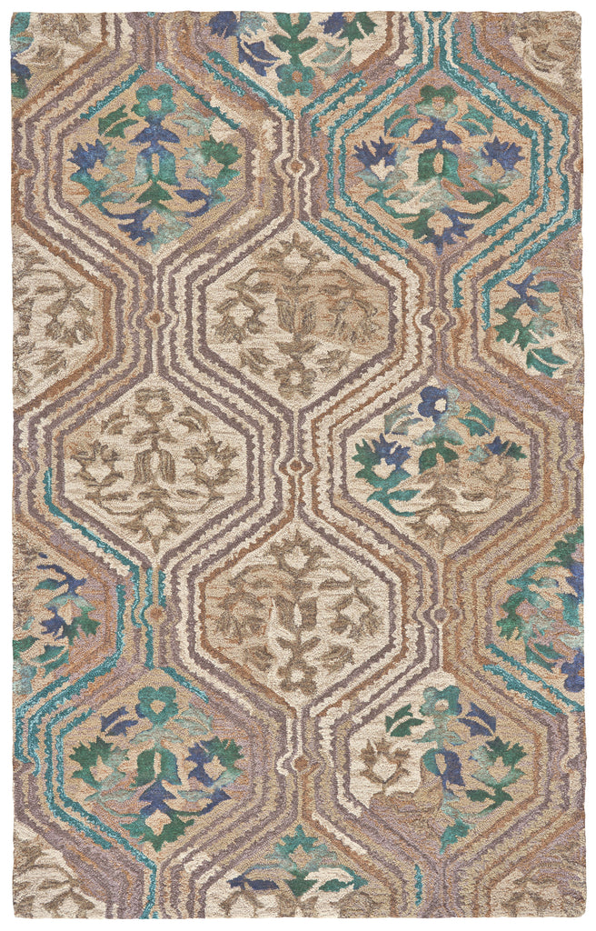 Tivoli Transitional Ikat Tan Blue Green Area Rug (7'9" x 9'9")