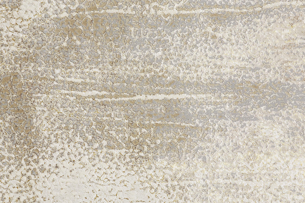 Aura Modern Abstract Ivory Gray Gold Area Rug (2'10" x 7'10")