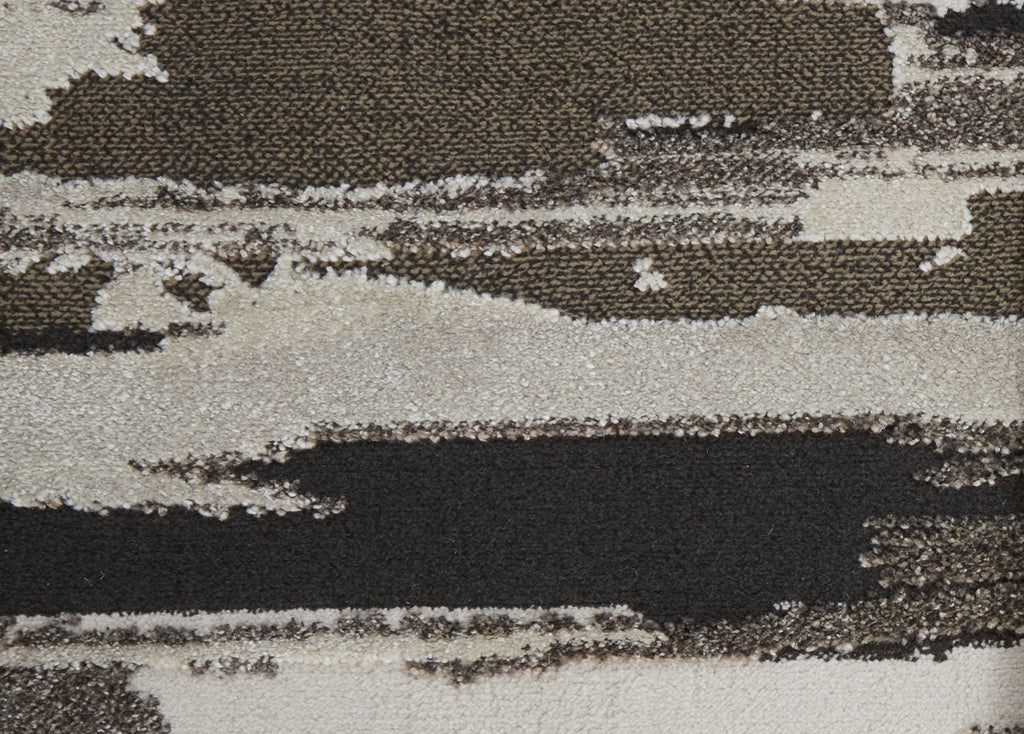 Vancouver Modern Abstract Brown Ivory Area Rug (10' x 14')