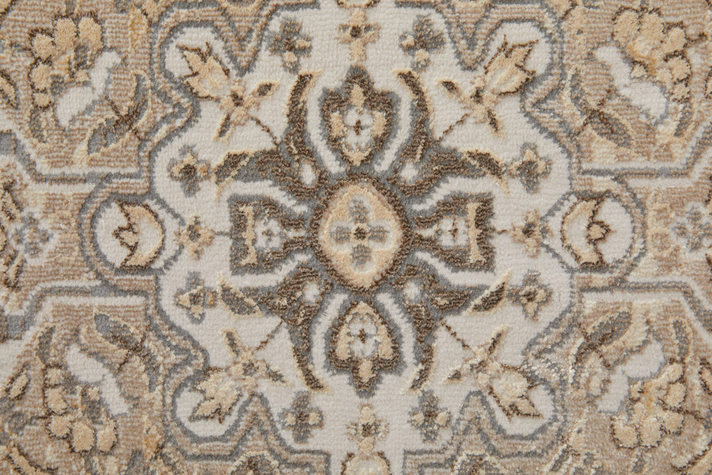 Celene Traditional Medallion Brown Ivory Tan Area Rug (7'9" x 10')