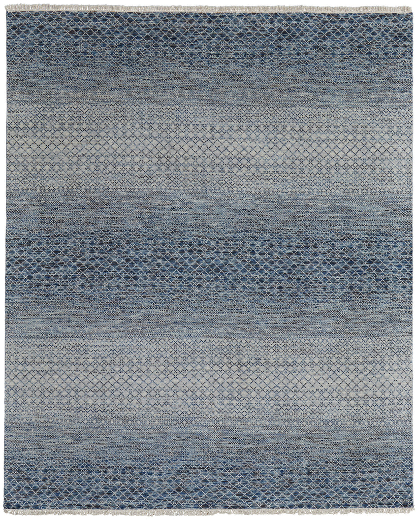 Branson Transitional Solid Blue Ivory Area Rug (2' x 3')