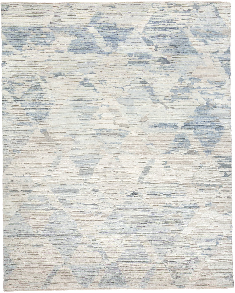 Breel Modern Diamond Ivory Blue Gray Area Rug (3'6" x 5'6")