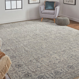 Reddington Traditional Floral Botanical Gray Taupe Area Rug (9'6" x 13'6")