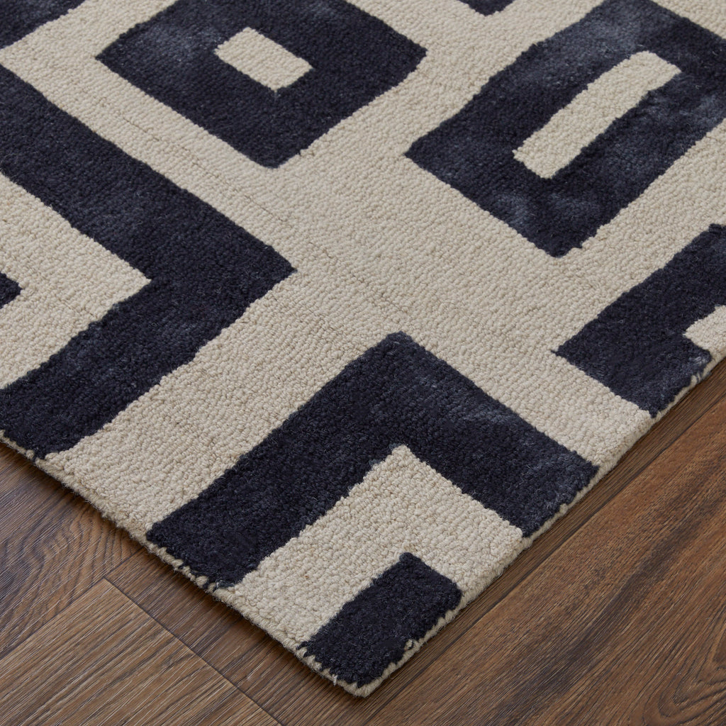 Lorrain Modern Geometric Ivory Black Area Rug (3'6" x 5'6")