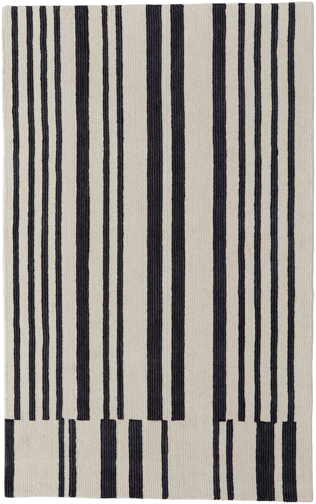 Maguire Transitional Abstract Ivory Black Area Rug (12' x 15')