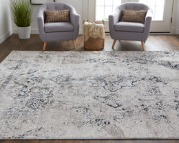 Macklaine Transitional Distressed Black Ivory Taupe Area Rug (8' x 11')