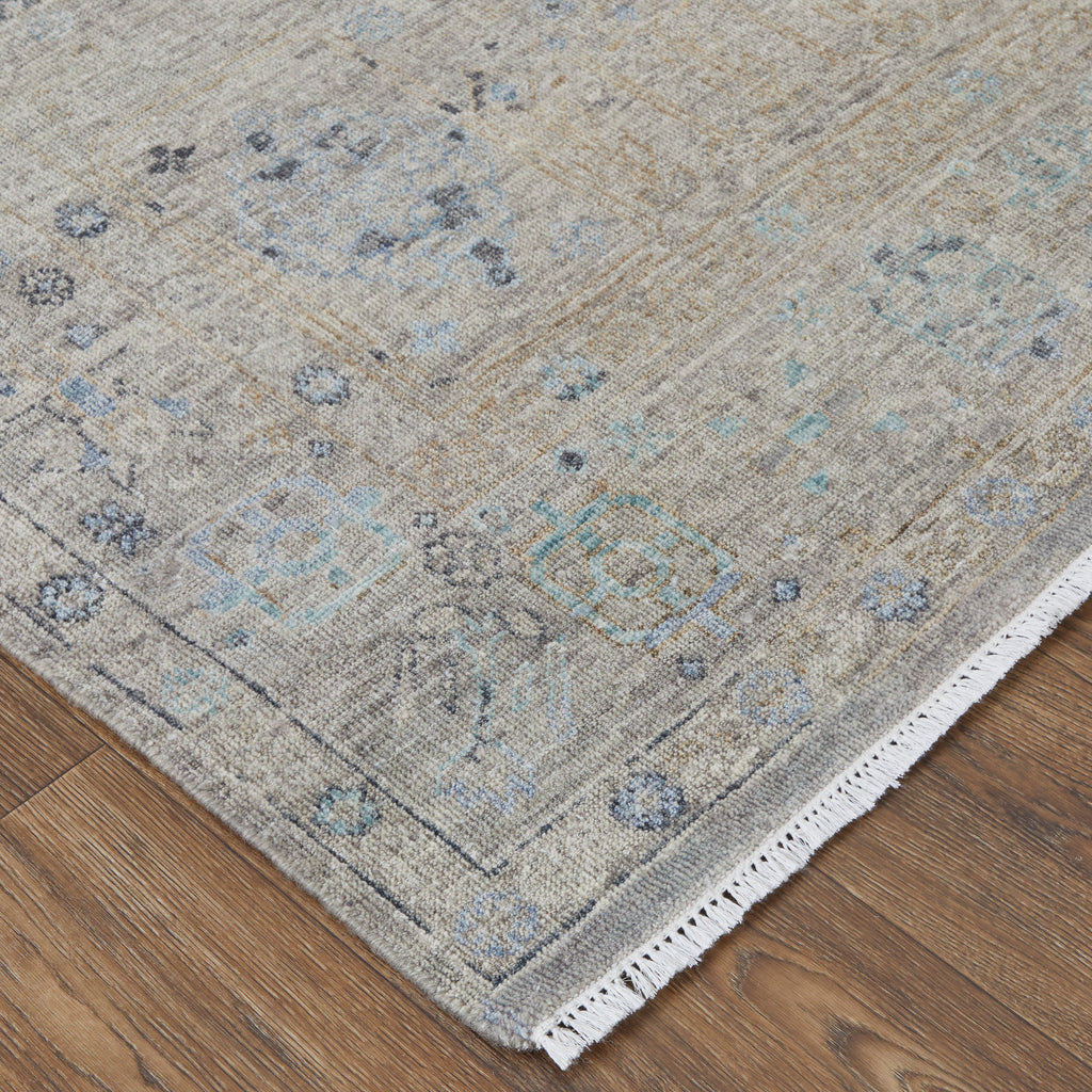 Wembley Traditional Distressed Tan Gray Ivory Area Rug (9'6" x 13'6")