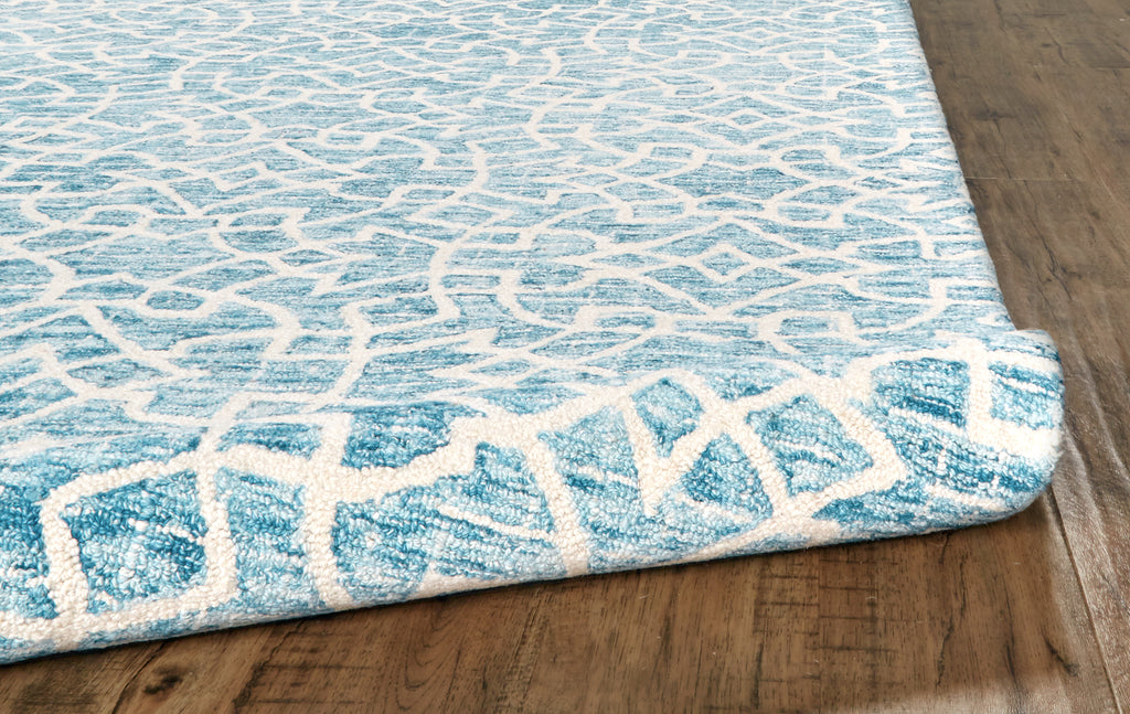 Rhett Transitional Geometric Blue Ivory Area Rug (8' x 10')