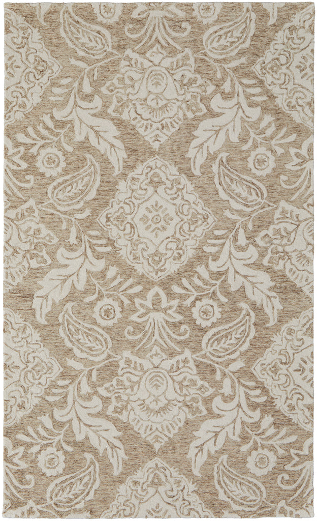 Belfort Transitional Medallion Tan Ivory Area Rug (5' x 8')