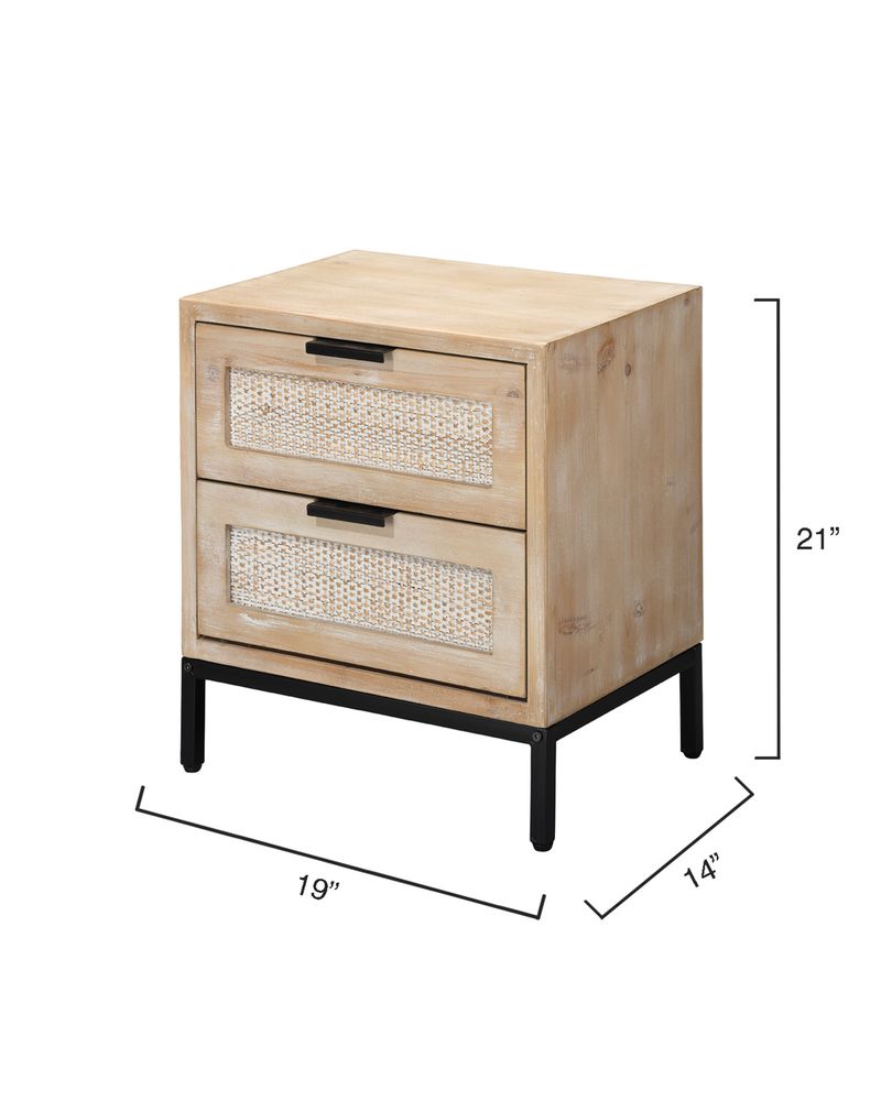 Reed 2 Drawer Side Table-Brown