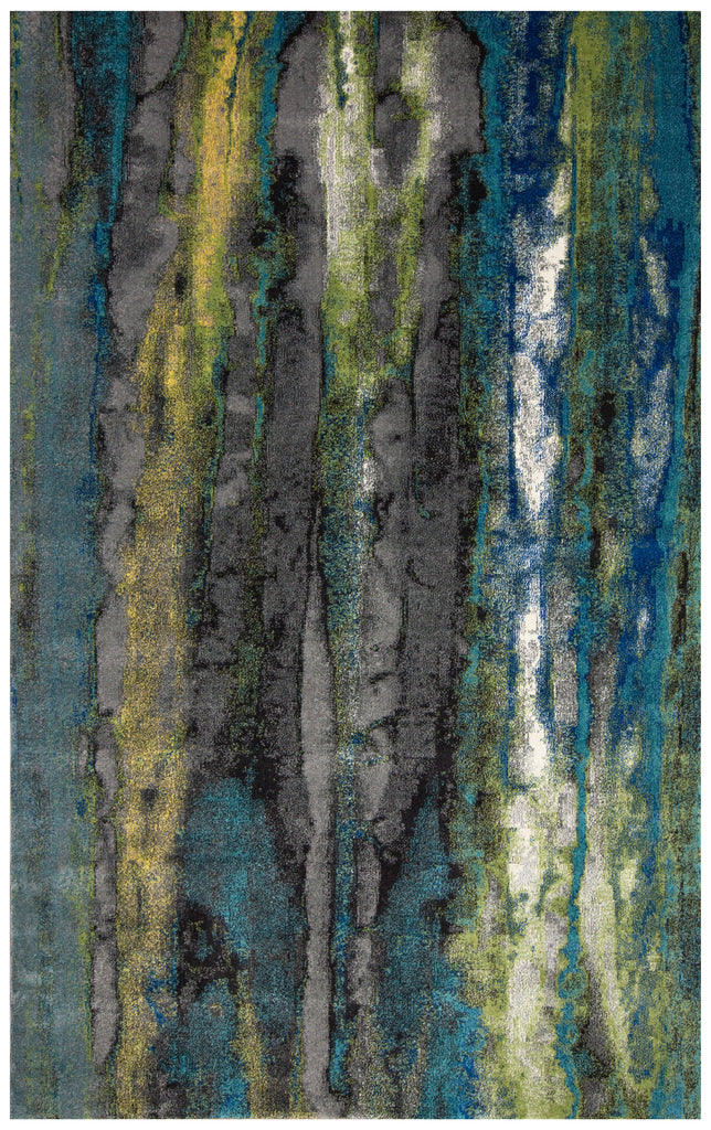 Brixton Modern Abstract Blue Green Taupe Area Rug (8' x 11')