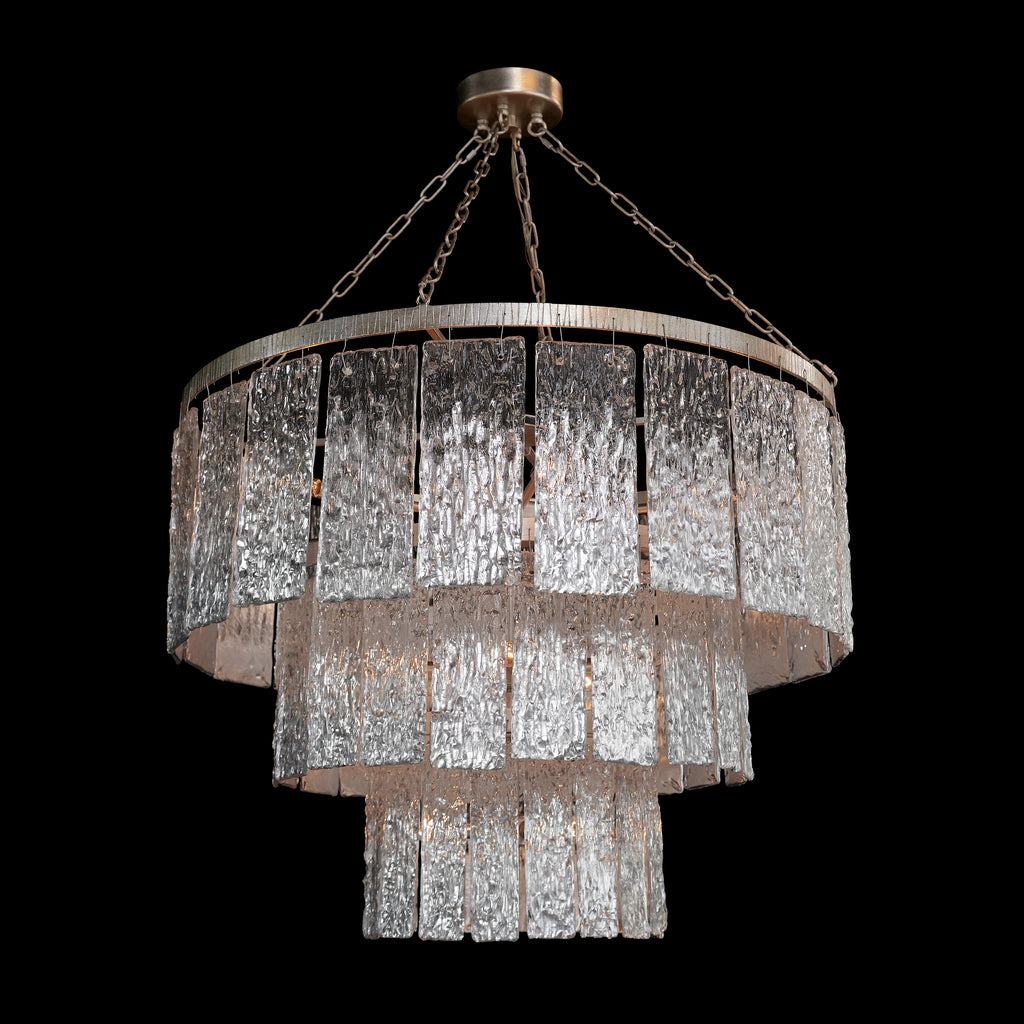 Twilight Sixteen-Light Slumped Glass Chandelier, Silver