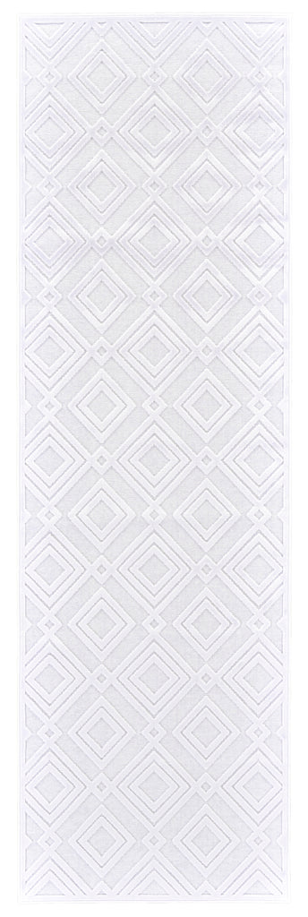 Saphir Mira Modern Geometric White Area Rug (2'6" x 8' / Pattern 4)