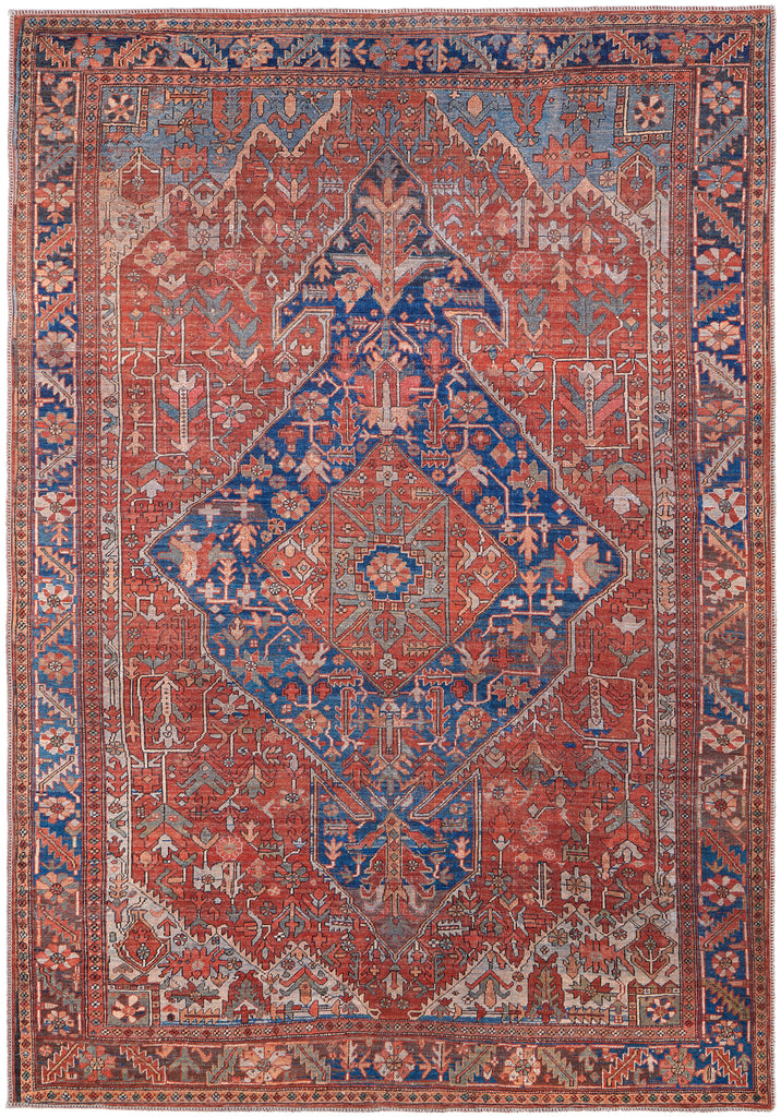 Rawlins Transitional Medallion Red Tan Blue Area Rug (2' x 3' / Pattern 4)