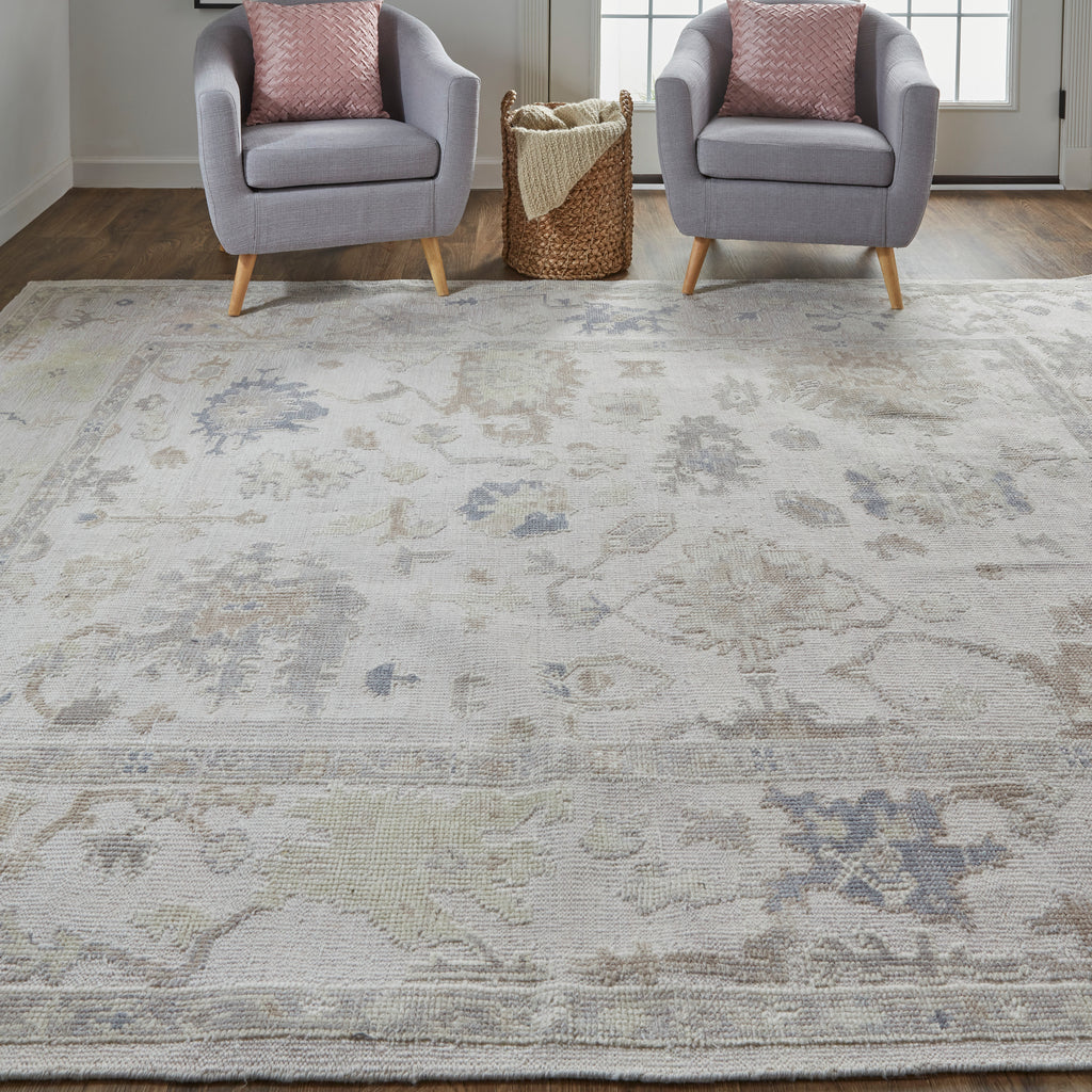 Wendover Transitional Floral Botanical Tan Ivory Orange Area Rug (5' x 8')