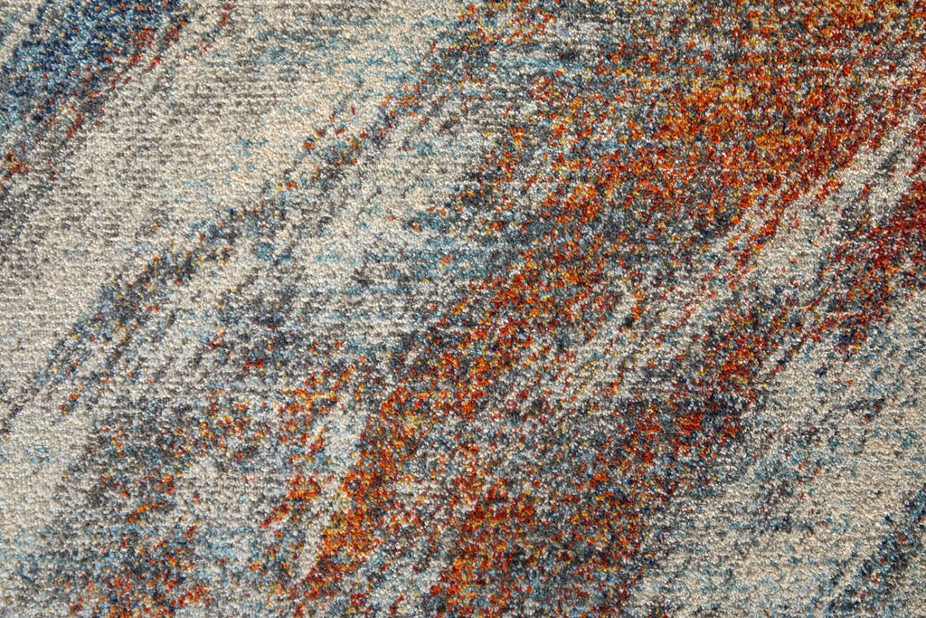 Edgemont Modern Abstract Ivory Orange Blue Area Rug (2'8" x 10')