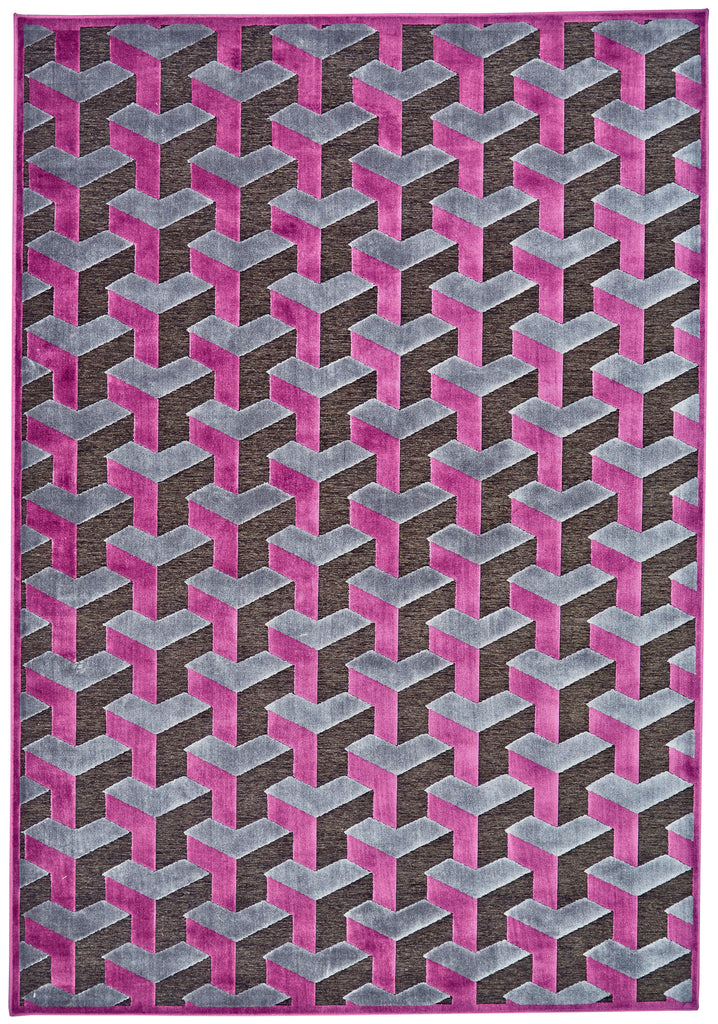 Saphir Rubus Modern Geometric Purple Brown Gray Area Rug (9'8" x 12'7")