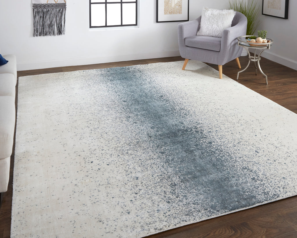 Grier Modern Gradient Ombre Blue Ivory Gray Area Rug (8' x 10')