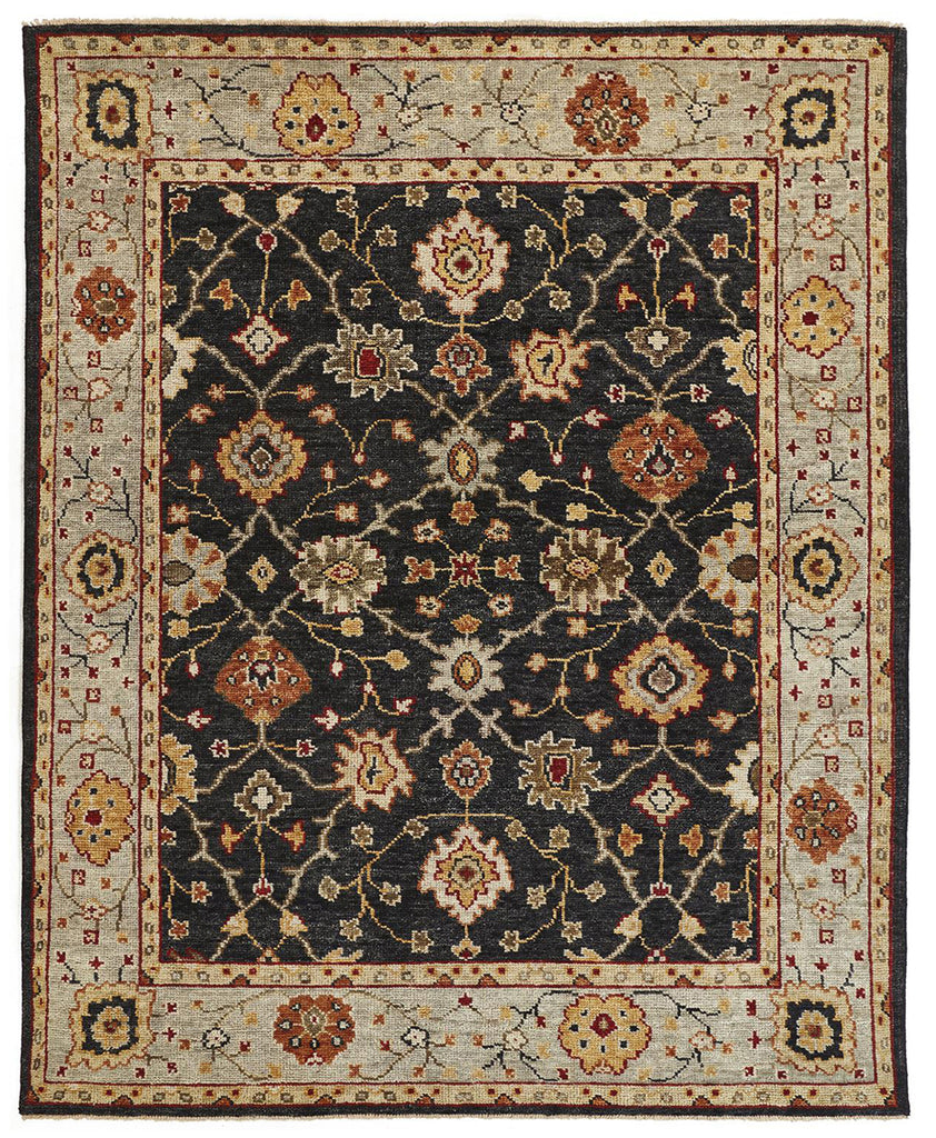 Carrington Traditional Oriental Black Gold Gray Area Rug (11'6" x 15')