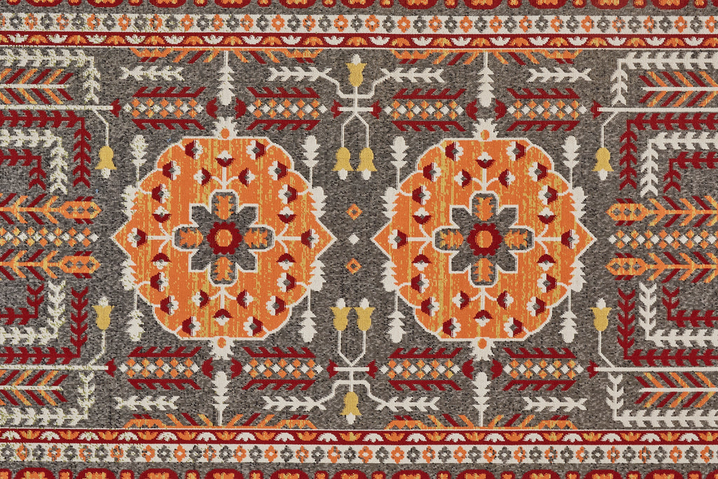 Foster Transitional Medallion Orange Gray Area Rug (5' x 8')