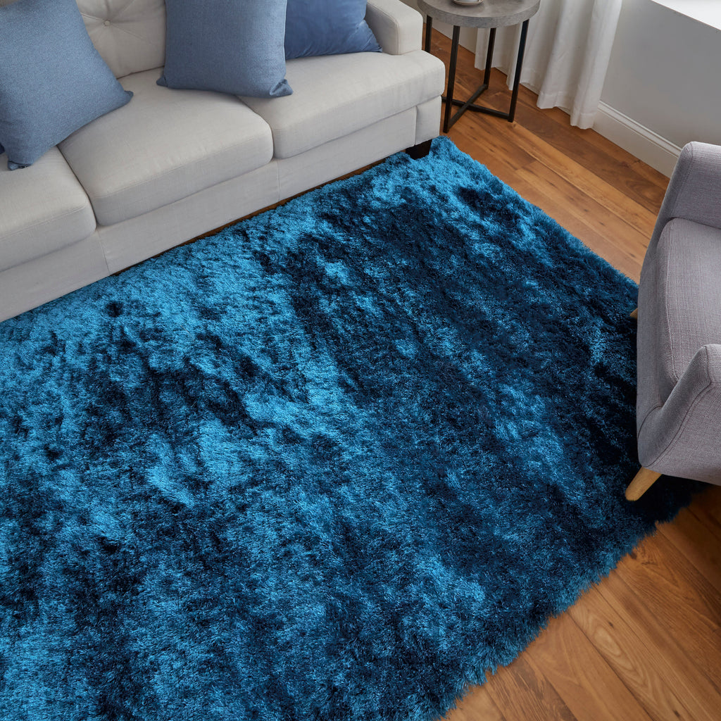 Indochine Modern Solid Blue Green Area Rug (10' x 10')