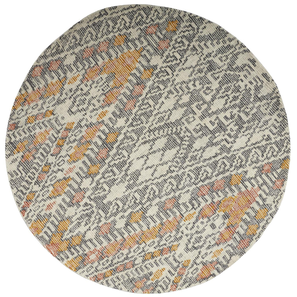 Arazad Transitional Geometric Gray Ivory Orange Area Rug (8' x 8')