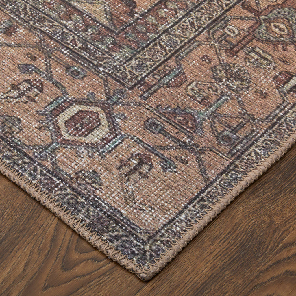 Percy Transitional Medallion Orange Brown Taupe Area Rug (5'3" x 7'6")