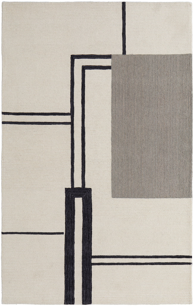 Maguire Transitional Abstract Ivory Gray Black Area Rug (9' x 12' / Pattern 2)