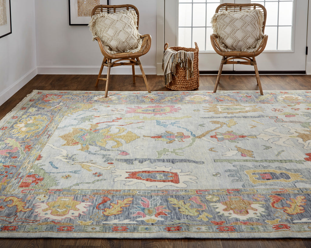 Karina Traditional Persian Blue Gray Gold Area Rug (7'9" x 9'9")