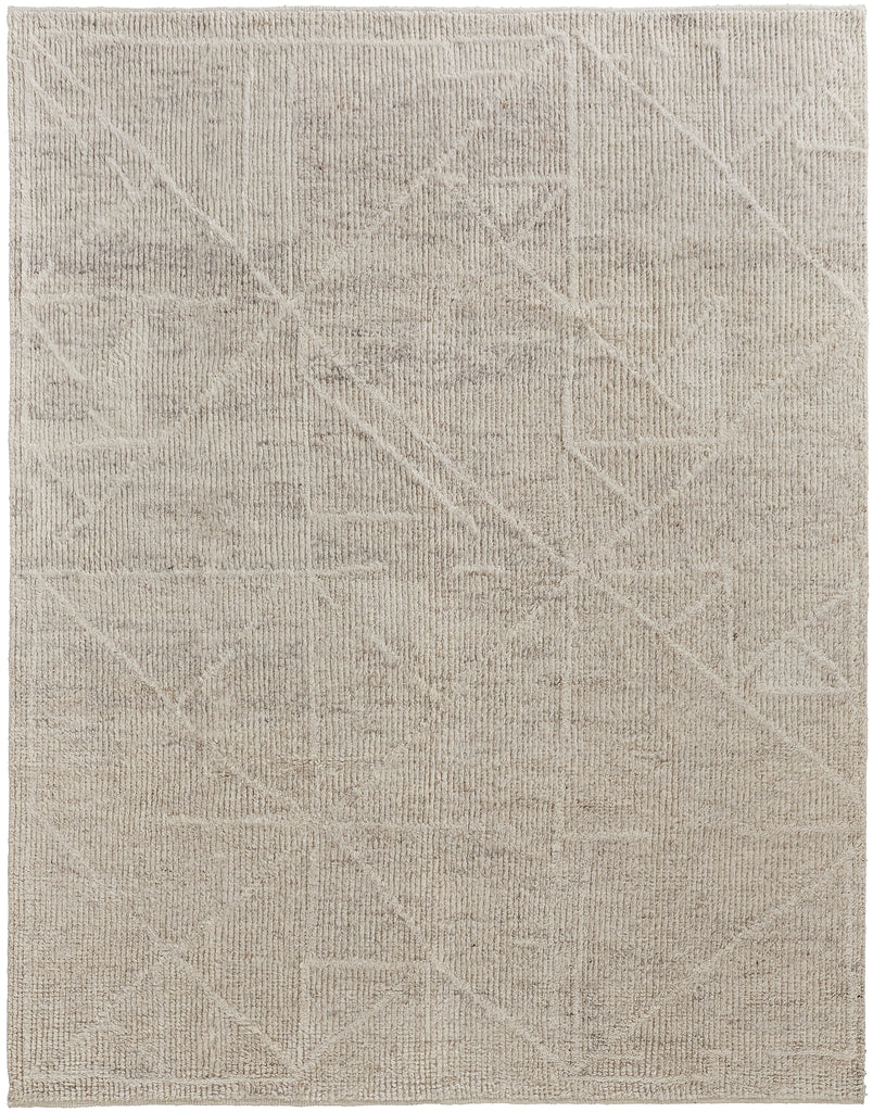 Alford Modern Solid Ivory Tan Area Rug (7'9" x 9'9" / Pattern 1)