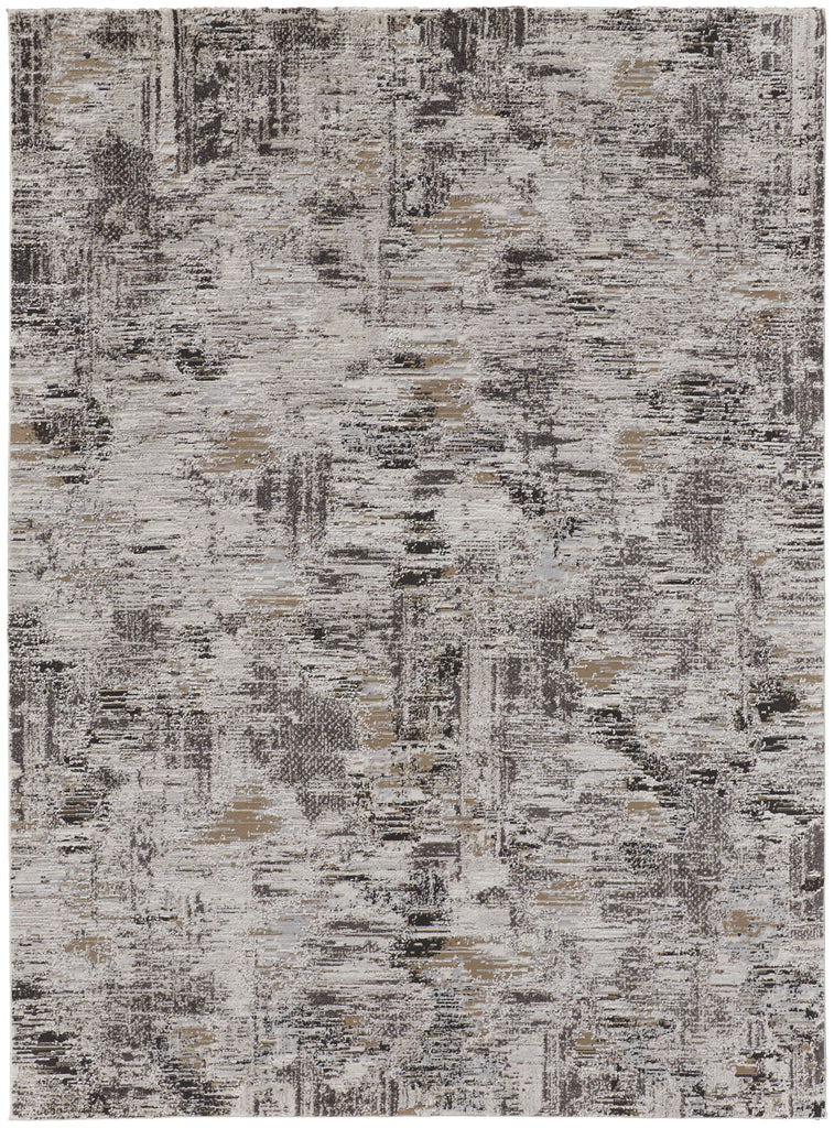 Vancouver Modern Abstract Ivory Gray Brown Area Rug (1'8" x 2'10")