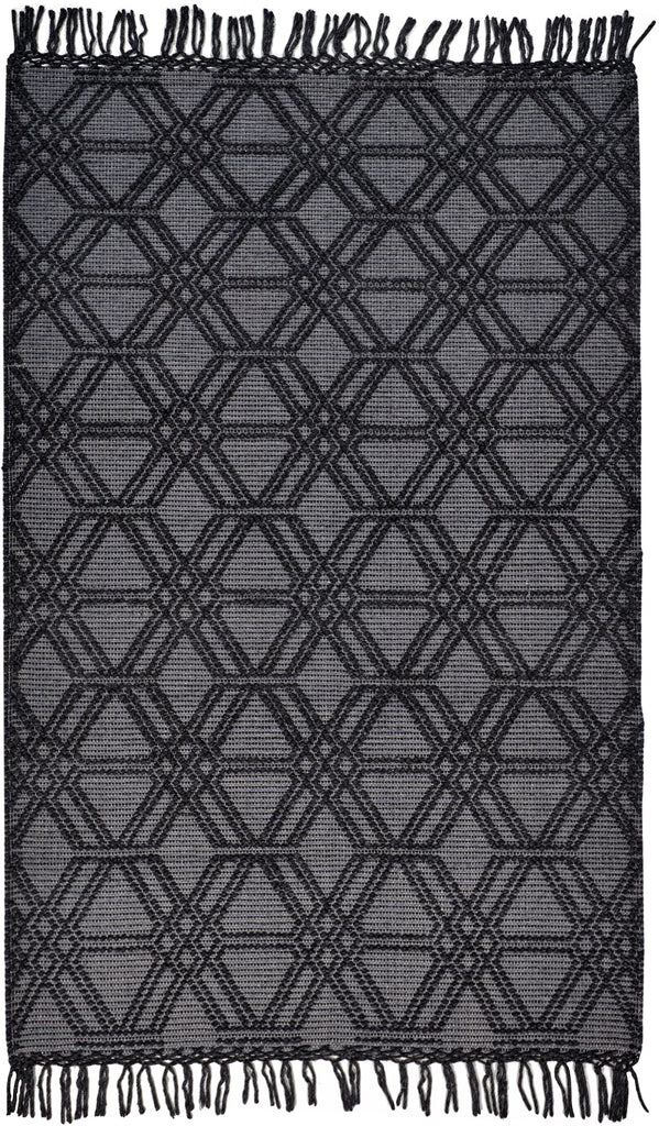 Phoenix Transitional Diamond Black Gray Area Rug (7'9" x 9'9")