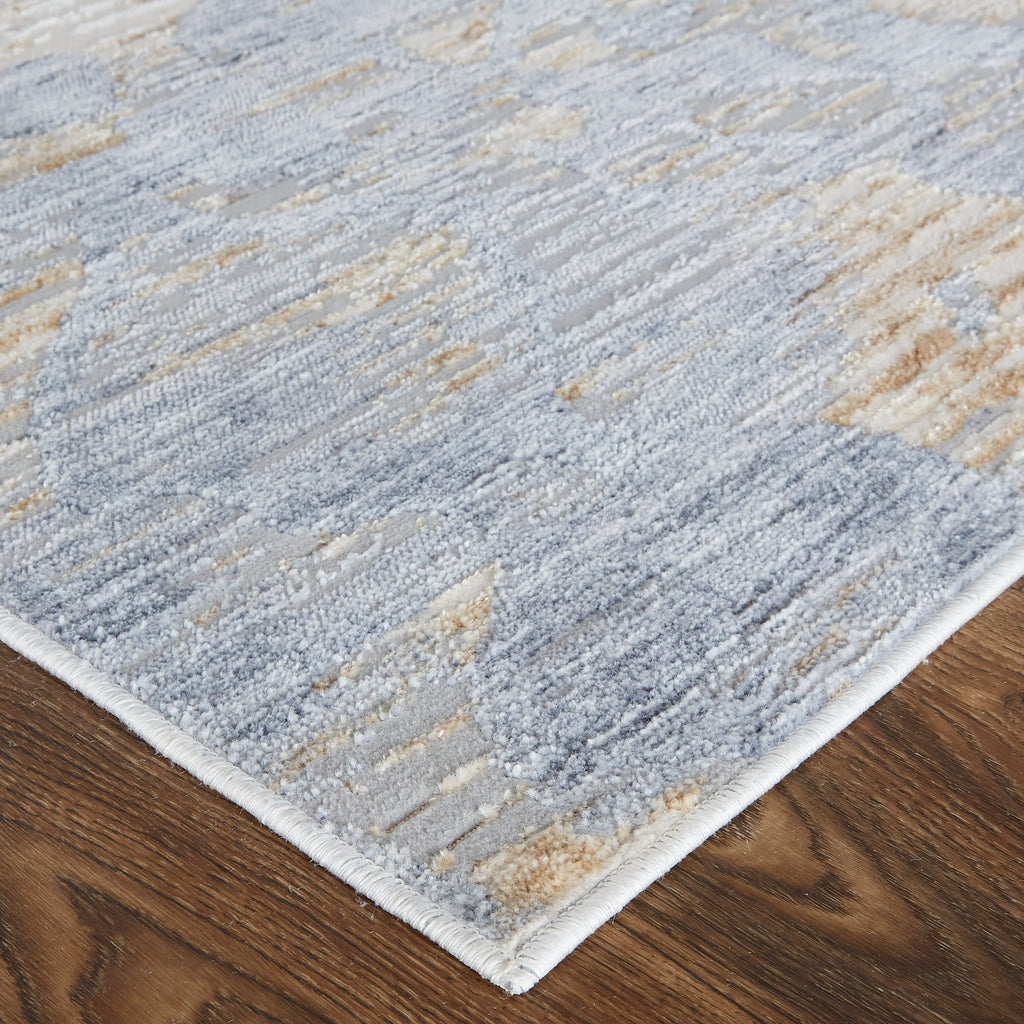 Laina Transitional Gradient Ombre Tan Ivory Blue Area Rug (4' x 6')