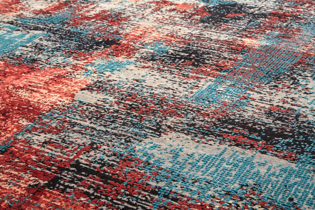 Mcdermott Modern Abstract Red Blue Ivory Area Rug (4' x 6')