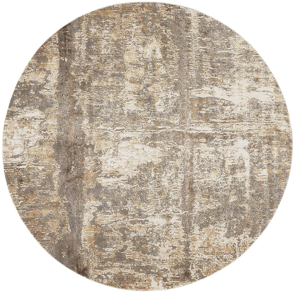 Parker Transitional Abstract Tan Ivory Brown Area Rug (7'9" x 7'9" / Pattern 2)