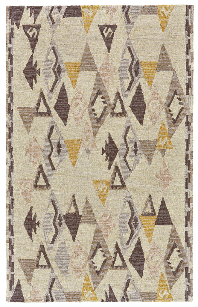 Fariza Modern Geometric Taupe Yellow Area Rug (8' x 11')