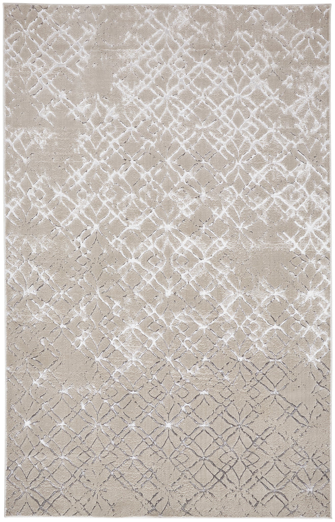 Micah Modern Distressed Silver Gray White Area Rug (10' x 13'2")