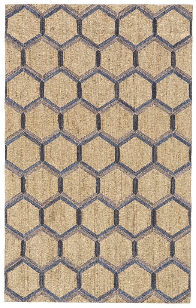 Bermuda Transitional Geometric Tan Blue Taupe Area Rug (4' x 6')