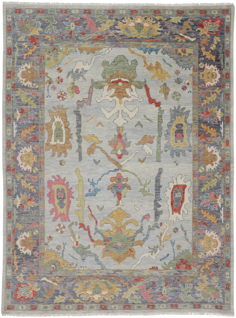 Karina Traditional Persian Blue Gray Gold Area Rug (9'6" x 13'6")