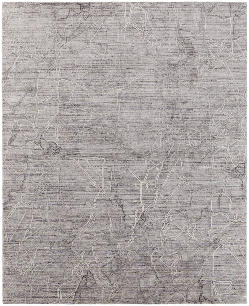 Whitton Modern Abstract Gray Tan Ivory Area Rug (10' x 14')