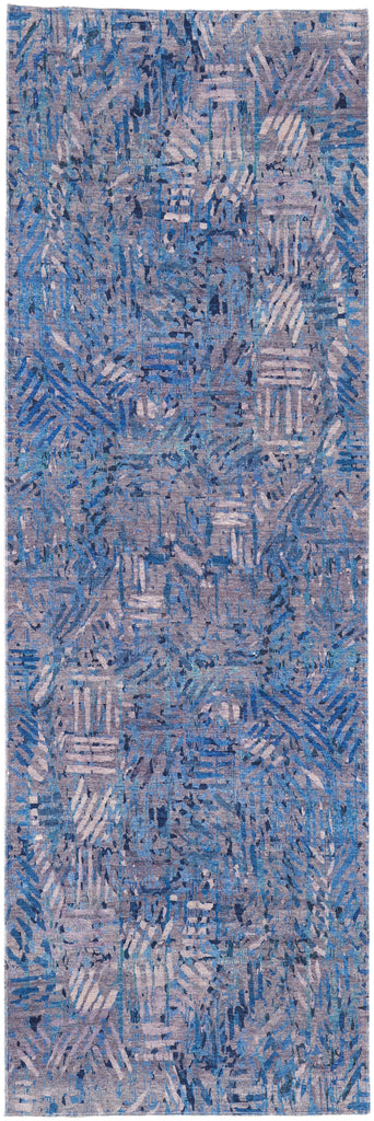 Mathis Transitional Abstract Blue Tan Area Rug (2'7" x 8')