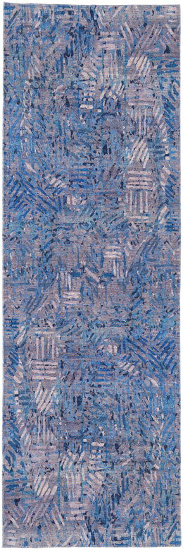 Mathis Transitional Abstract Blue Tan Area Rug (5'3" x 7'6")