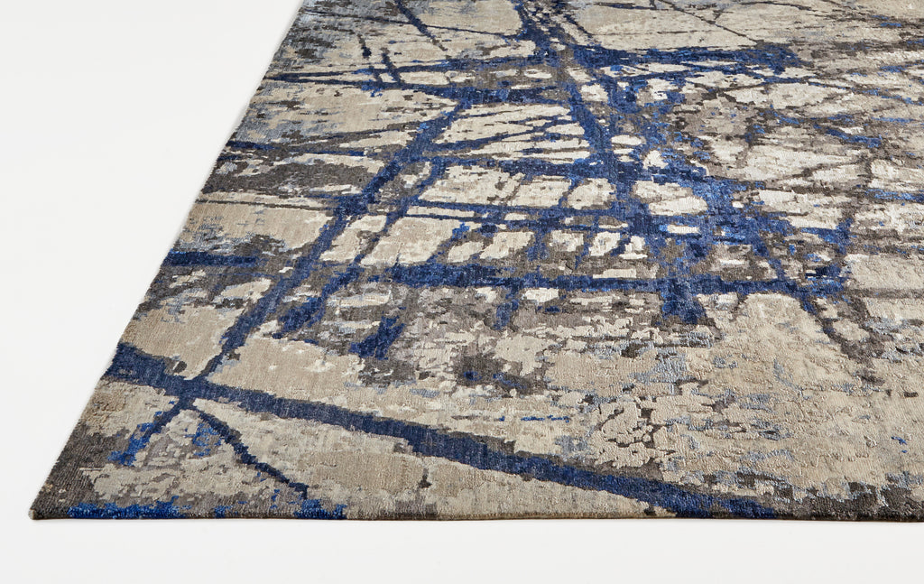 Gemma Modern Abstract Ivory Gray Blue Area Rug (7'9" x 9'9")